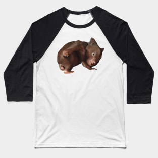 Baby Wombat illustration, joey wombat art, realistic australian wombat artwork. Australian theme decor Baseball T-Shirt